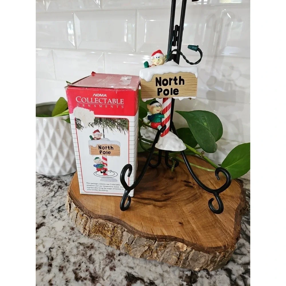 1989 Vintage Noma Ornament‎ Elves On Candy Cane Christmas Decor